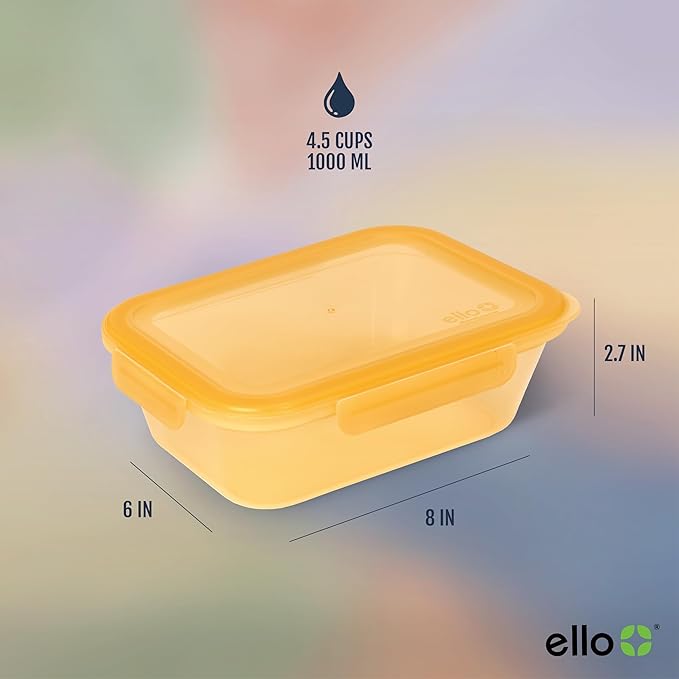 Ello Snap & Nest 10-Piece 4.5 Cup Plastic Meal Prep Set, Reusable Food Containers for Healthy Eating, Freezer, Dishwasher Safe, Desert Festival