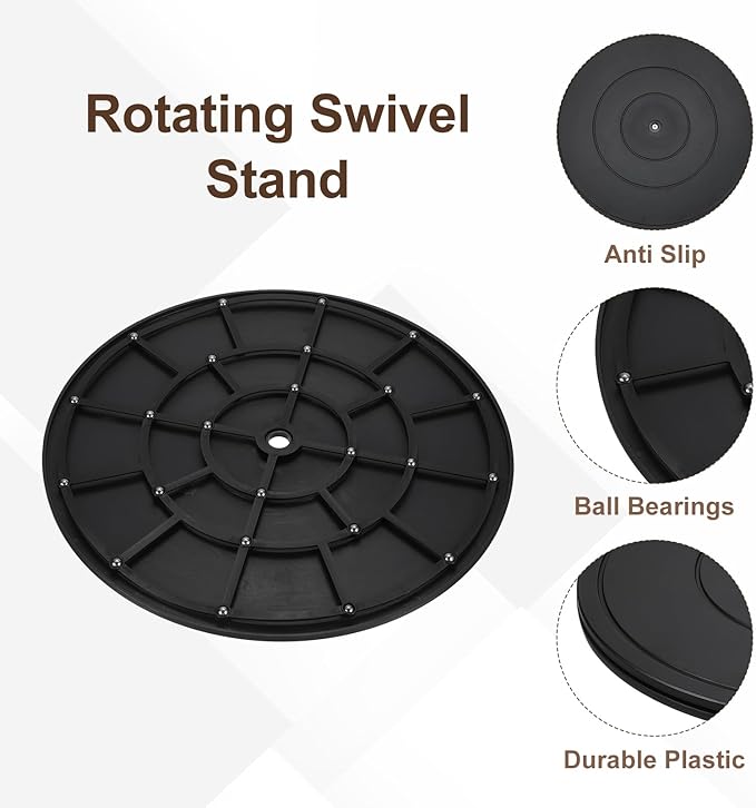 uxcell 16 Inch Rotating Swivel Stand with Steel Ball Bearings, 360 Degree Rotating Lazy Susan Turntable Organizer Round Rotating Plate for TV Sculpture Computers Monitor, Black