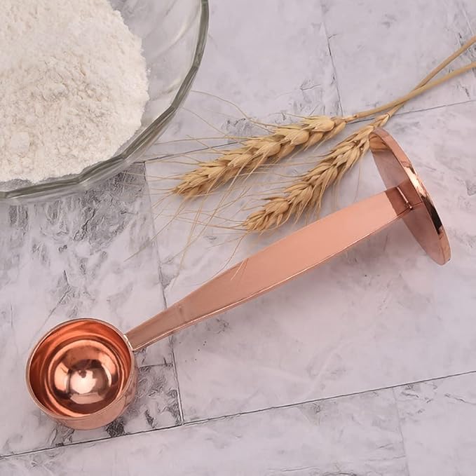 Coffee Scoops, 1 PC 15 ML (1 TPSP) Rose Gold 304 Stainless Steel Espresso Coffee Measuring Spoon 1 Tablespoon Measure Spoon with Pressed Bottom Fits Coffee Container for Ground Coffee Tea Salt