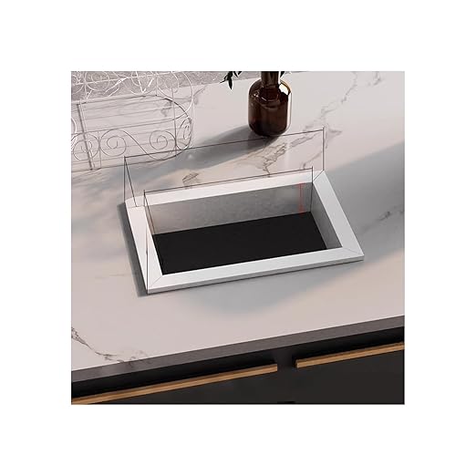 Embedded Countertop Trash Can, Stainless Steel Kitchen Trash Can, Built-in Countertop Trash and Waste Chute, Square Built-in Countertop Trash Can Grommet,A White Trash can Grommet