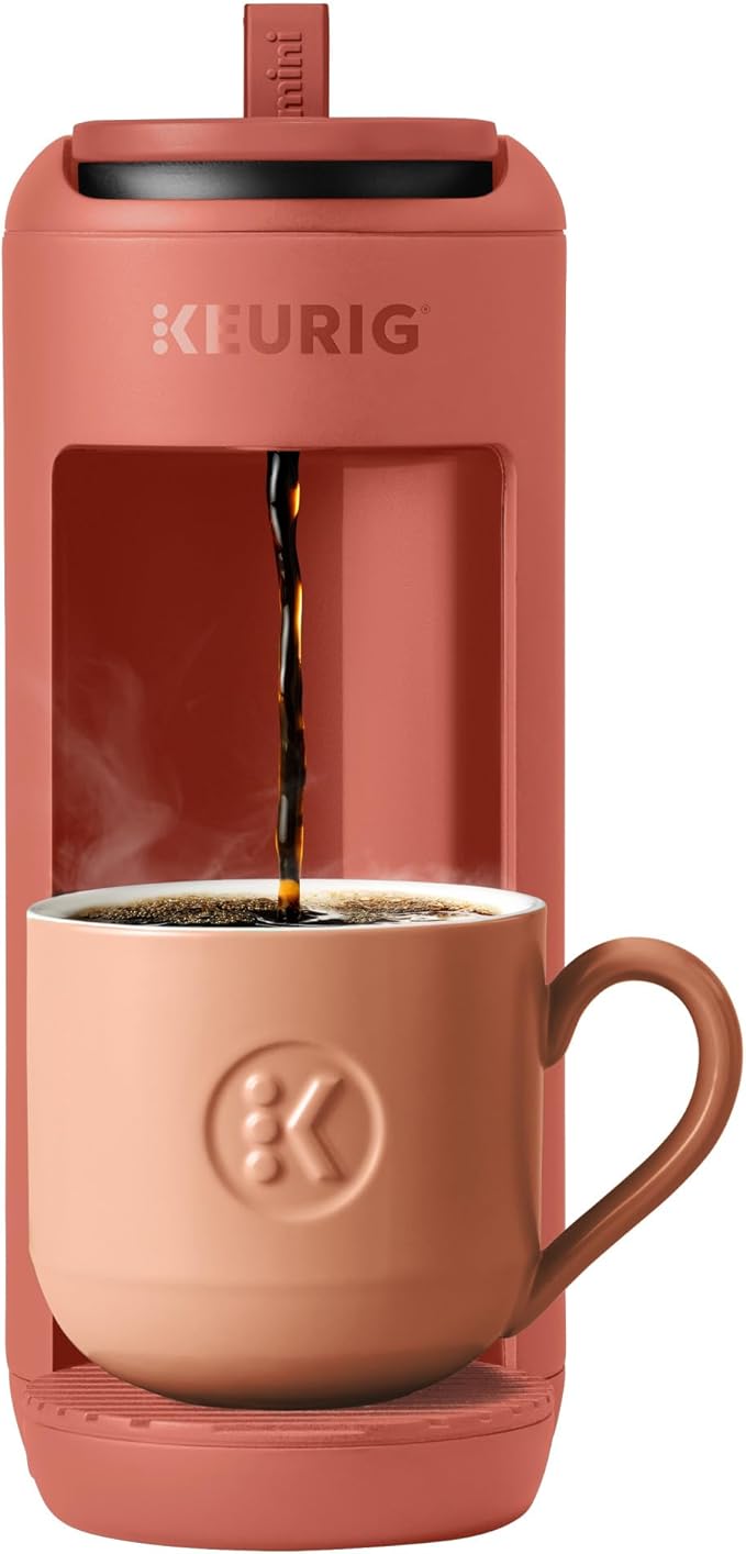 Keurig K-Mini Mate Single Serve K-Cup Pod Coffee Maker, Brews Up to 12 oz Cup, Compact Portable Coffee Machine for Small Spaces, Great for Dorms & Offices, Red Rocks