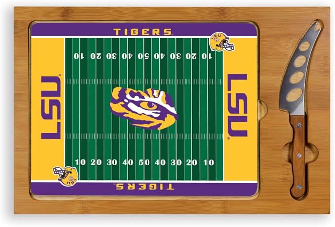 PICNIC TIME NCAA Icon Glass Top Cutting Board & Knife Set, Cheese Boards Charcuterie Boards, Serving Platter, (Parawood & Bamboo)
