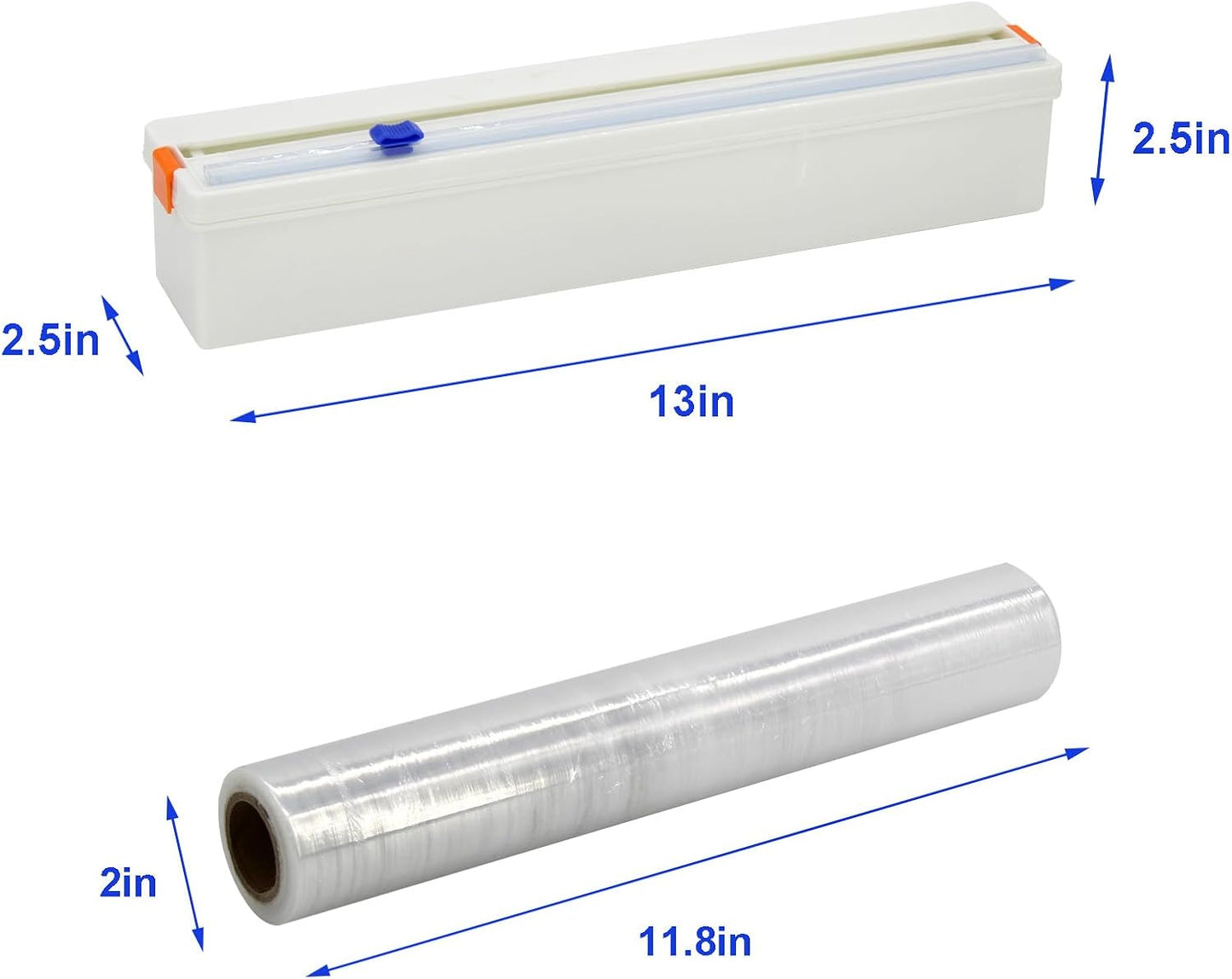 Plastic Wrap Dispenser with Cutter, Refillable Cling Film Dispenser with 12 inch328Ft Cling Film