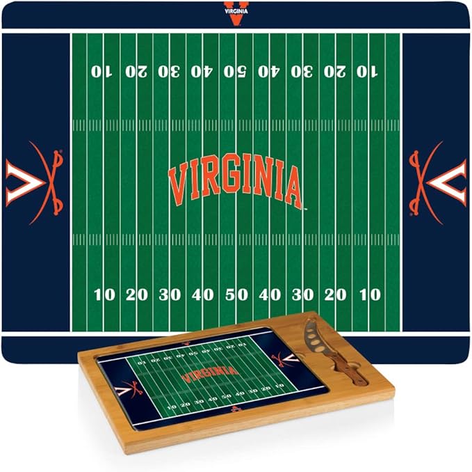 PICNIC TIME NCAA Icon Glass Top Cutting Board & Knife Set, Cheese Boards Charcuterie Boards, Serving Platter, (Parawood & Bamboo)