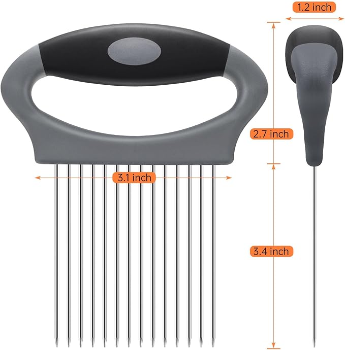 Onion Holder for Slicing Large Stainless Steel Vegetable Chopper - Multi-Purpose Onion Slicer, Tomato Slicer, Food Cutter Assistant Tool for Potato, Avocados, Eggs, Lemon, Fruit & Meat Tenderizer