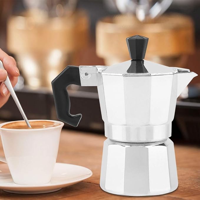 Agatige 50ml 1 Cup Moka Coffee Pot, Aluminum Espresso Coffee Maker Stovetop Coffee Percolator Stovetop Espresso Pot for Home Camping Office, Italian and Cuban Cafe Brewing
