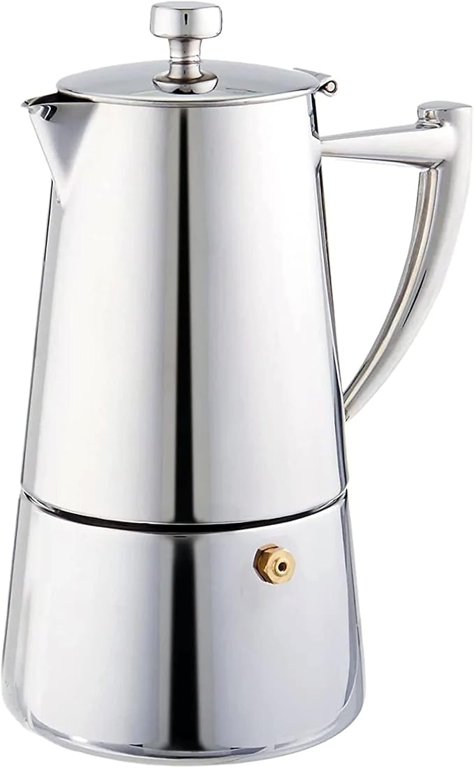 Cuisinox Roma Stovetop Espresso Maker COF-6R, Stainless Steel Coffee Percolator Stovetop, Heat-Resistant & Non-Reactive, 6-Cup Italian Espresso Maker Easy to Clean, Durable Stove Top Percolator
