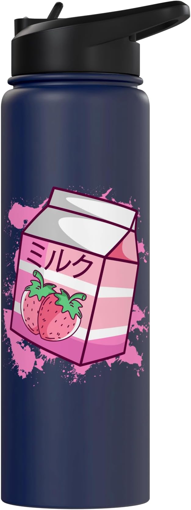 Kawaii Japanese Pink Retro 90s Strawberry Milk Carton Stainless Steel Insulated Water Bottle