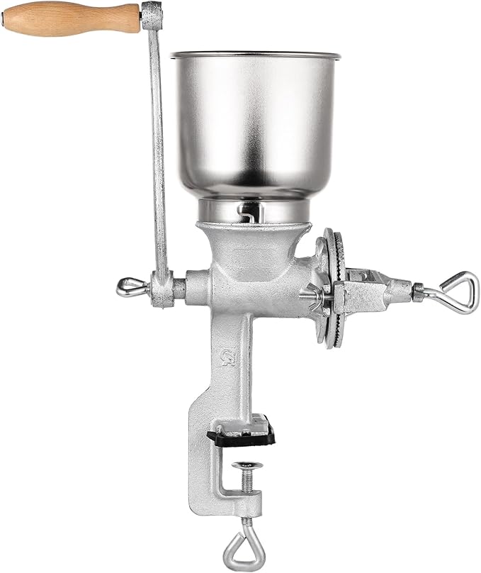 High Hopper Corn Grinder, Iron Grain Grinder Manual Coffee Grinder, Hand Grinder with Large Hopper for Barley Wheat Berries Coffee Chickpeas Pepper Dried Beans, Animals Feed Home Brewing