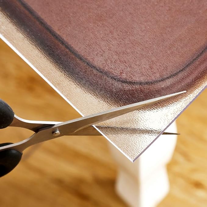 NECAUX Custom Multisize 1.5mm Thick Frosted PVC Table Cover Protector - 44 x 84 Inch Kitchen Wood Grain Vinyl Transparent Table Cover Plastic Protective Pad for 7 Foot Dining Room Table