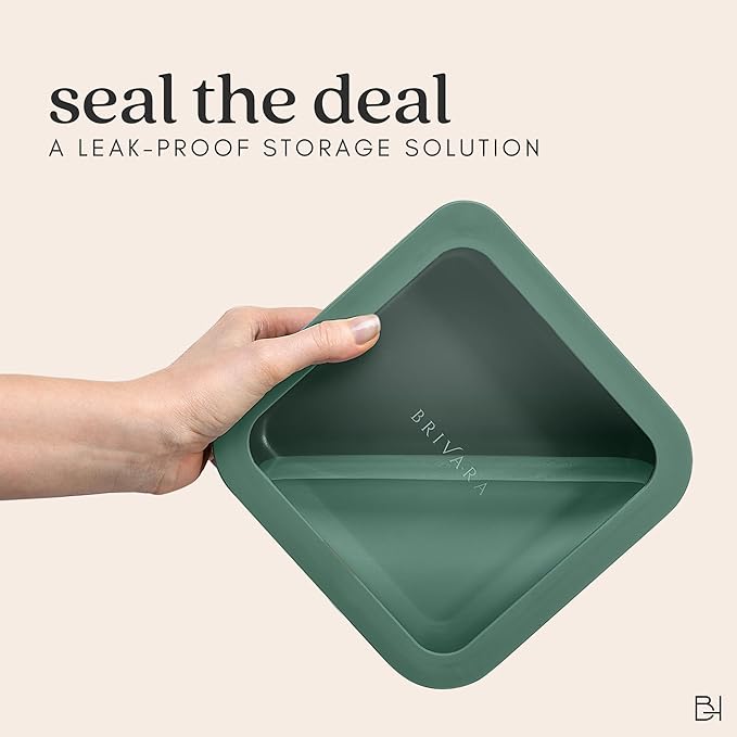 Ceramic Coated Glass Food Storage Containers | No PTFE, PFOA, PFAS, and BPA | Reusable Non Toxic Meal Prep Containers with Glass Lids | Easy To Store | 10 Piece Set [Pine]