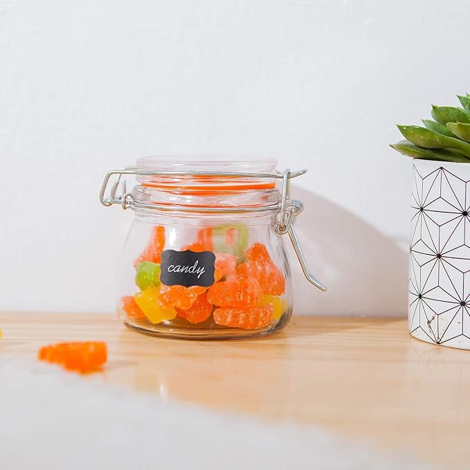 Small Glass Jars With Airtight Lids, Glass Spice Jars 5 oz,Maosn Jars With Leak Proof Rubber Gasket 150ml,Glass Storage Containers With Hinged Lid,Mini Kitchen Canisters 24 Pack