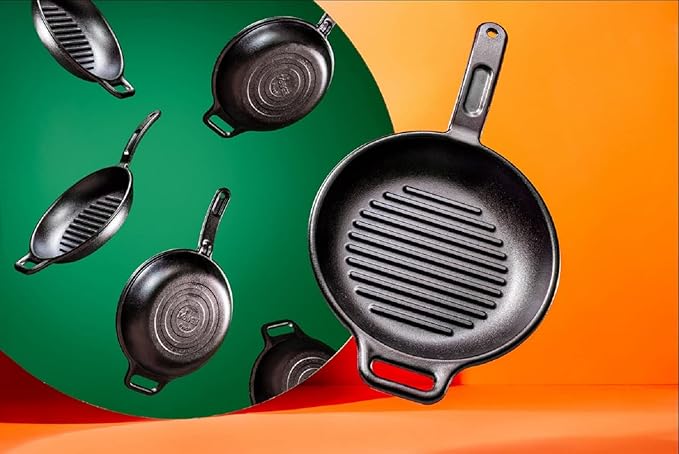 Lodge BOLD 10 Inch Seasoned Cast Iron Grill Pan; Design-Forward Cookware