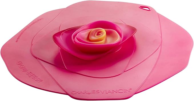 harles Viancin - Rose Silicone Lid for Food Storage and Cooking - Airtight Seal on Any Smooth Rim Surface - BPA-Free - Oven, Microwave, Freezer, Stovetop and Dishwasher Safe (8 Inch Fuschia Rose)