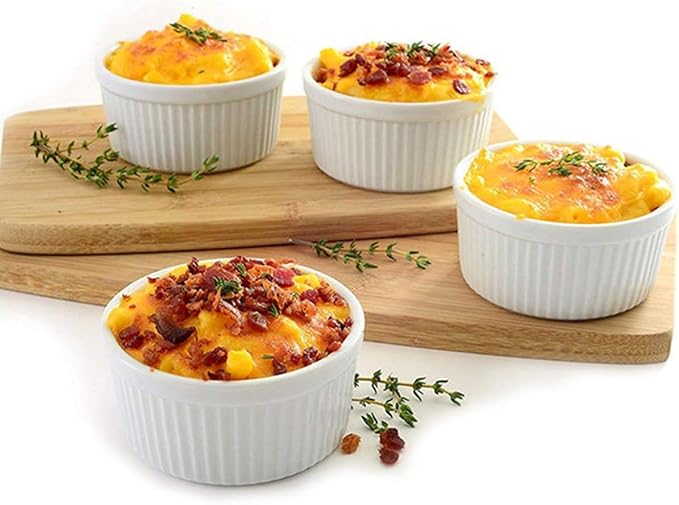 Foraineam 12 Pieces 8 oz Porcelain Souffle Dishes, Oven Safe Ramekins White Bakeware Set Dessert Custard Baking Dishes Cups for Baking, Cooking, Serving and More
