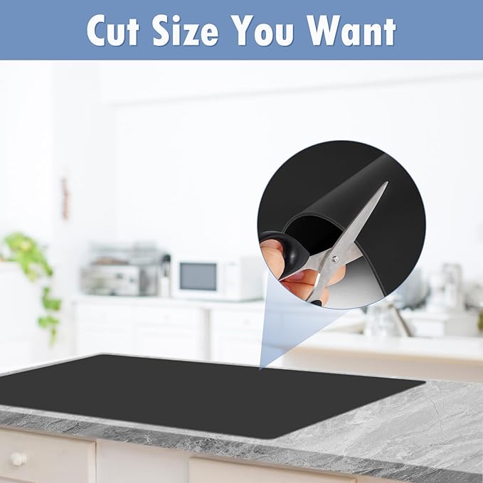 47 * 23.6" Silicone Mat, Heat Resistant Mats for Countertop, Cuttable Waterproof Kitchen Counter Protector Mat, Nonstick Waterproof Craft Table Placemat (Black)