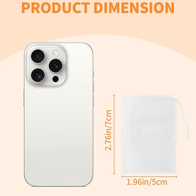 TamBee 100 Pack Disposable Tea Filter Bags Empty Muslin Drawstring Seal Filter Tea Bags Drawstring Herb Loose Tea bag (1.97"X2.76" / 5cm X 7cm)