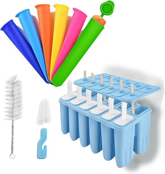 6 pcs Popsicles Molds with Brush and 6 pcs Popsicle Ice Cream Molds with 50 Sticks