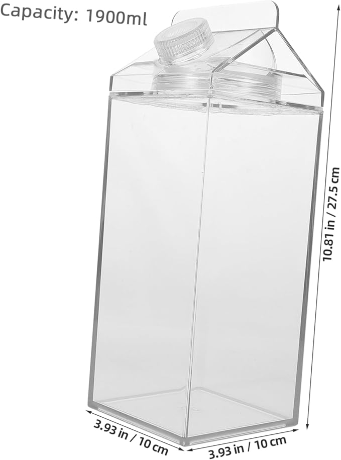 Garneck Leakproof Milk Carton Water Bottle 64Oz Portable Reusable Juice Container with Silicone Seal Large Capacity for Outdoor Sports and Home