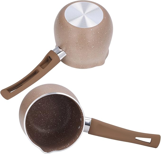 Mini Saucepan, Nonstick Butter Warmer Multi Milk Pot Stockpot Practical Small Melting Pot with Handle Pour Spouts
