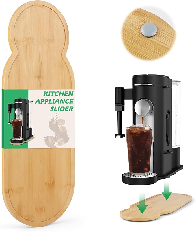 Appliance Slider for Ninja Single Serve Coffee Maker PB051/PB041, Bamboo Kitchen Appliance Sliding Tray for Coffee Maker, Coffee Slider for Countertop for Ninja Accessories, 5.9”W x 16.5”D