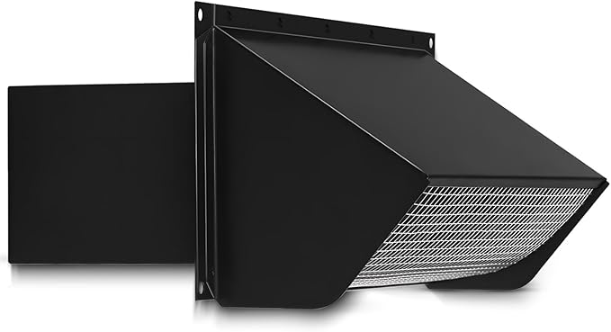 Microwave Vent Range Hood Wall Cap, 3-1/4" x 10" Rectangular Exhaust Vent Cover with Damper & Screen, Replacement for Broan & Most Over-the-Range Microwaves, Kitchen & Bathroom Ventilation, Black