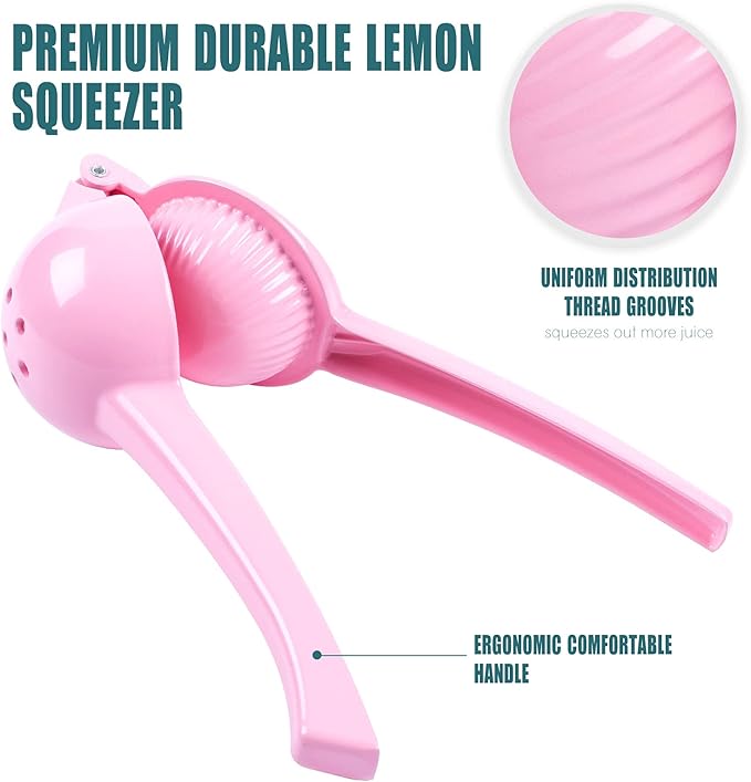 Manual Juicer Citrus Lemon Squeezer, Fruit Juicer Lime Press Metal, Professional Hand Juicer Kitchen Tool(Pink）