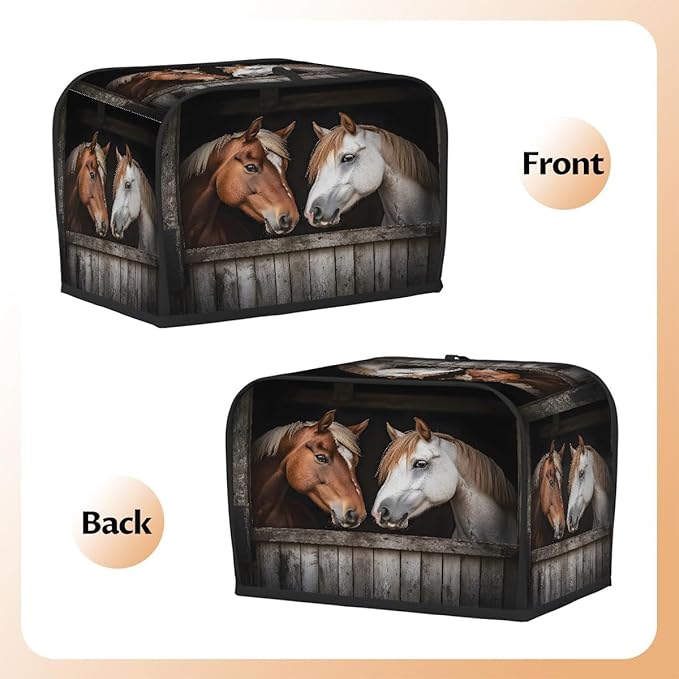 Brown White Horse Toaster Cover 4 Slice Dust and Fingerprint Protection Toaster Bread Maker Covers Washable Kitchen Small Appliance Covers for Kitchen Accessories Decor Bakeware Women Gift