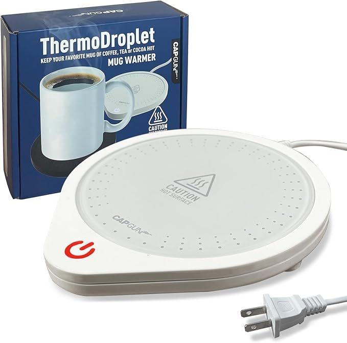 25W Electric Candle Warmer for Coffee Mugs, 75℃ Heating & Auto Shut-Off, Spill-Proof Desk Warmer for Beverages (White)