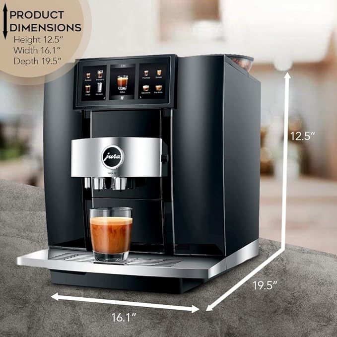 Jura GIGA 10 Automatic Espresso Machine (Diamond Black) Bundle with Water Stabilizer, Milk System Cleaner Mini-Tabs, Cleaning Tablets, Milk Containers, and Capresso Coffee Bean (6 Items)