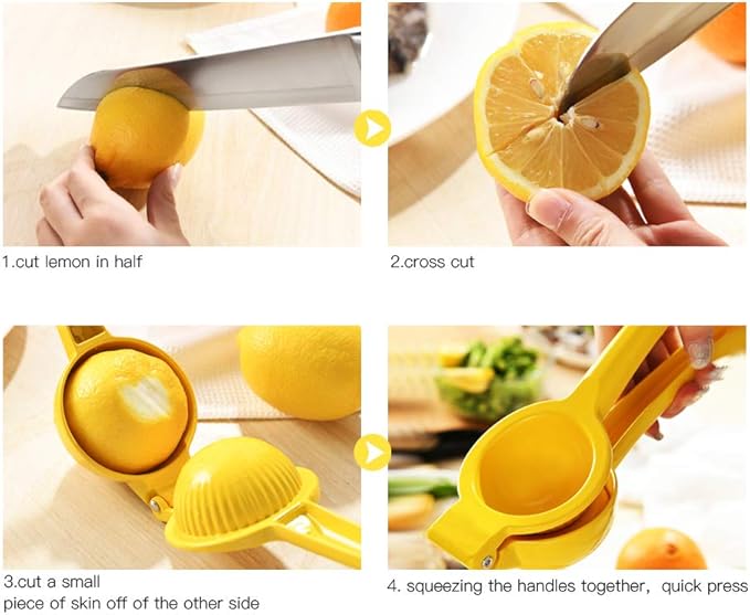 Manual Juicer Citrus Lemon Squeezer, Fruit Juicer Lime Press Metal, Professional Hand Juicer Kitchen Tool(Yellow）