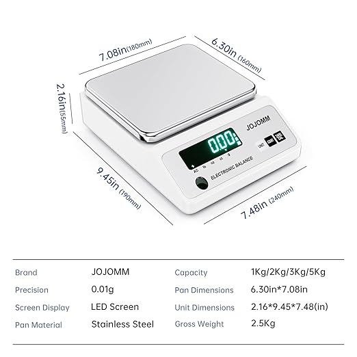Lab Scale 5000g x 0.01g High Precision Electronic Balance, 0.01g Accurate Analytical Balance, Digital Industrial Scientific Gram Scale for Kitchen, Jewelry