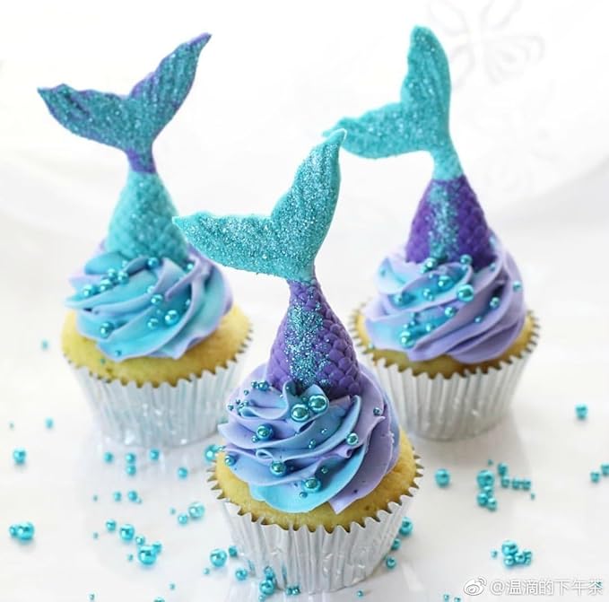 Mermaid Theme Cake Mold, Mermaid, Shell, Seaweed, Coral Silicone Mold Cupcake Toppers Mold for Candy,Chocolate,Fondant,Polymer Clay,Crafting Projects & Cake Decoration
