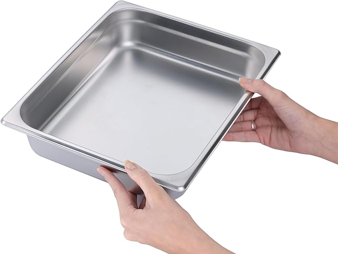 BIRDROCK HOME Stainless Steel Steam Table Pan - Hotel, Restaurant & Catering Supplies - 24 Gauge Steel, 4.5 qt Capacity - Meal Prep, Cooking, & Food Storage Container - 2.5" Depth, 1/2-Size (6 Pack)