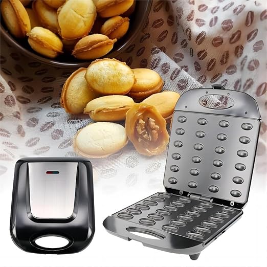 24 Walnut Cookie Maker, Non Stick Double Sided Walnut Cookie, Electric Maker Mold Maker Mini Nut Waffle Bread Machine Sandwich Iron,Toaster Baking