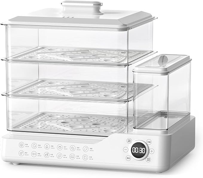 Electric Steamer 3 Tier Food Steamer Vegetable Steamer with Detachable Water Tank 24L Capacity Touch Screen Display for Home Restaurant Party