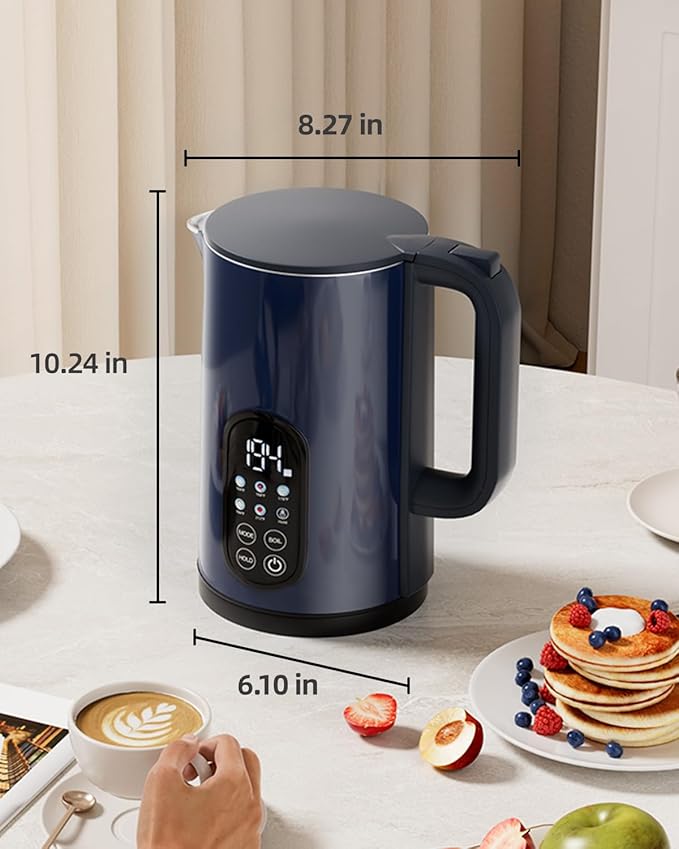 Electric Kettle with Temperature Control, 1.7L Stainless Steel Hot Water Kettle, 5 Presets for Tea & Coffee, 2H Keep Warm, Fast Boil, Auto Shut-Off & Boil-Dry Protection, Cordless Tea Kettle,Blue