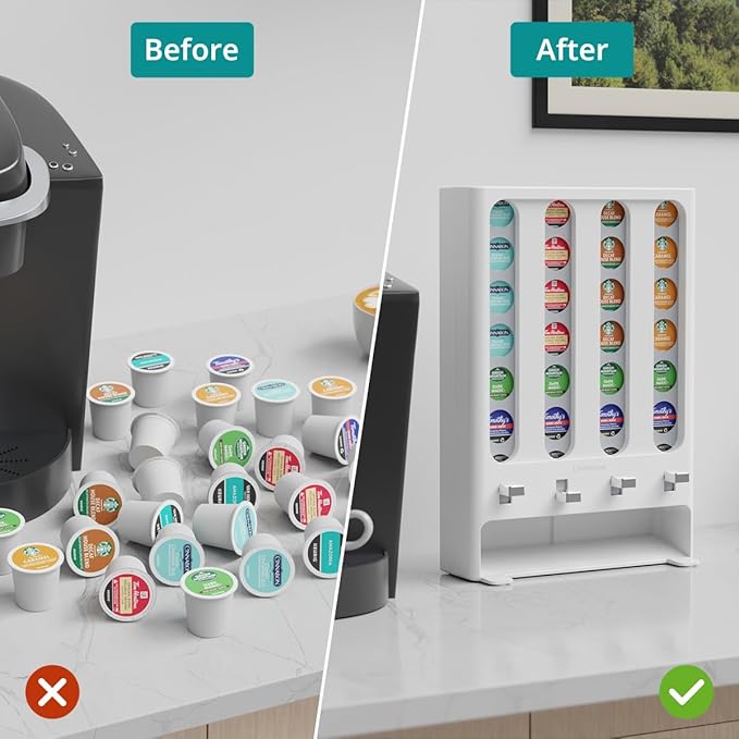LifeMoreasy K Cup Holder Creative Coffee Pods Storage Stand Vending-Style K Pod Dispenser K Cup Organizer for 28 Pods