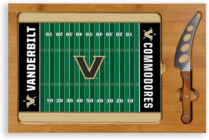 PICNIC TIME NCAA Icon Glass Top Cutting Board & Knife Set, Cheese Boards Charcuterie Boards, Serving Platter, (Parawood & Bamboo)