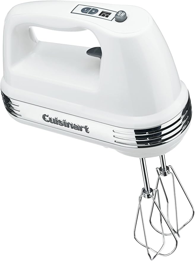 Cuisinart Power Advantage PLUS 9-Speed Hand Mixer, 220W-Motor Hand Blender Electric Mixer with 9 Speed Settings, Extra-Long Dishwasher-Safe Beaters, 3 Low Mixing Speeds, Storage Case, HM-90S, White