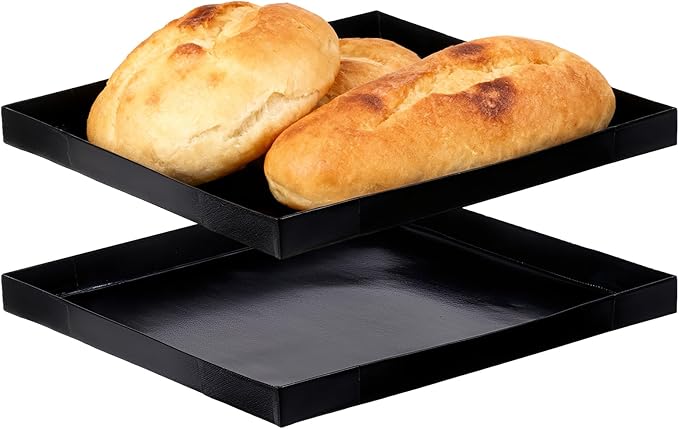 Professional-Grade 2-Pack PTFE Solid Oven Baskets, 13.5x14.5x1 Inch Non-Stick Solid Oven Trays for Commercial Kitchens & High-Volume Cooking