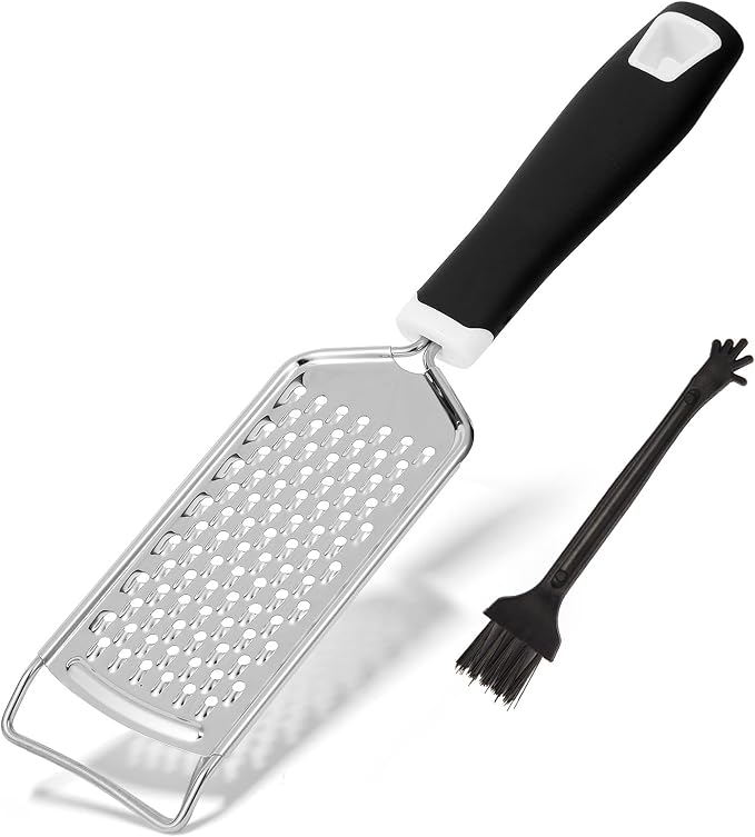 Handheld Cheese Grater - Mirror Stainless Steel Blades, Lightweight & Ultra-Smooth & Rustproof - Non-Slip Comfortable Handle for Parmesan, Mozzarella, Hard & Soft Cheeses - Dishwasher Safe