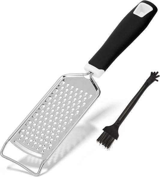 Handheld Cheese Grater - Mirror Stainless Steel Blades, Lightweight & Ultra-Smooth & Rustproof - Non-Slip Comfortable Handle for Parmesan, Mozzarella, Hard & Soft Cheeses - Dishwasher Safe