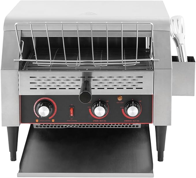 Commercial Conveyor Toaster 450 Slices/Hour 2400W Heavy Duty Industrial Stainless Steel Electric Restaurant Commercial Toaster with Handle&Double Heating Tubes for Home Restaurants