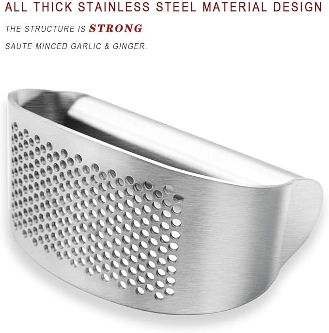 Garlic Press Rocker, Bottle Opener, Stainless Steel Garlic Crusher Chopper Squeezer Slicer Mincer
