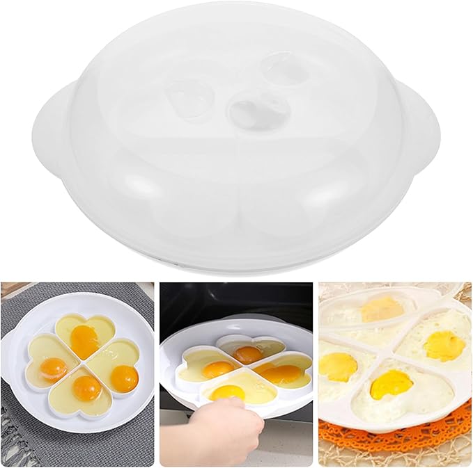 DOITOOL Heart Shape Microwave Egg Poacher Steamer Mold Egg Cooker Cookware Kitchen Specialty Cookware for Breakfast and Healthy Cooking