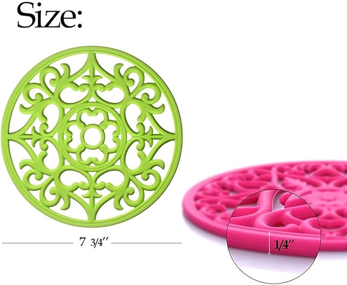 ME.FAN Trivets for Dishes/Pots/Pans, 3 Pcs Silicone Mats, Flexible/Durable/Non Slip Hot Pads to Protect Table and Counter Top (Teal Blue)