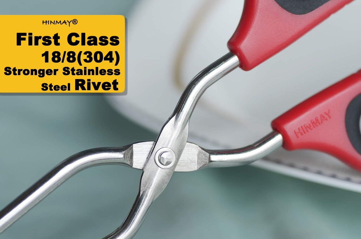 Stainless Steel Scissor Tongs with Comfort-Grip Handle 10-Inch
