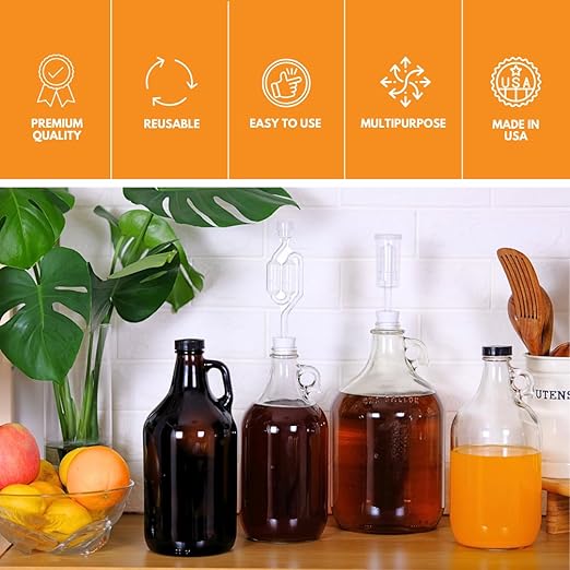 Fastrack 16-Pack 1 Gallon Glass Jug (128 oz) w/16 38mm Black Metal Screw Cap – Multipurpose 1 Gallon Jug, & Detergent Dispenser for Laundry, Glass Jar for Liquids, Water & Juice