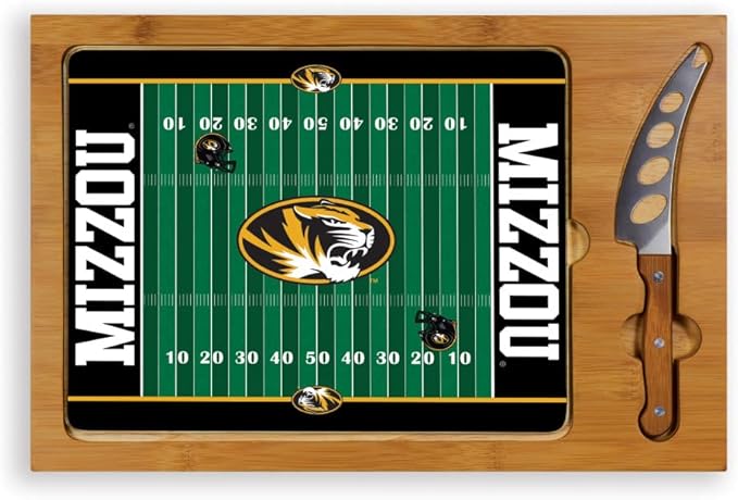 PICNIC TIME NCAA Icon Glass Top Cutting Board & Knife Set, Cheese Boards Charcuterie Boards, Serving Platter, (Parawood & Bamboo)